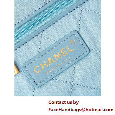 Chanel Crinkled Calfskin  &  Gold-Tone CHANEL 22 Medium Handbag AS3261 Metallic Blue 2025